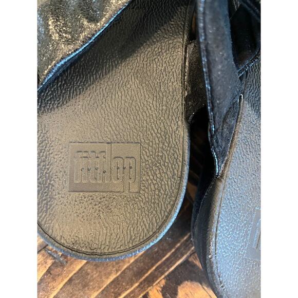 Fitflop Platform Thong Flip Flop Sandals Women 8 Neutral Black Summer Beachy - Picture 8 of 8